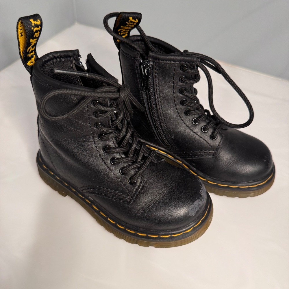 Doc Dr Martens Toddler Kids Size US 7 Black Boots 1460 Side Zip
